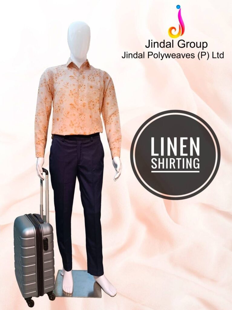 Linen Shirting — Peach Print