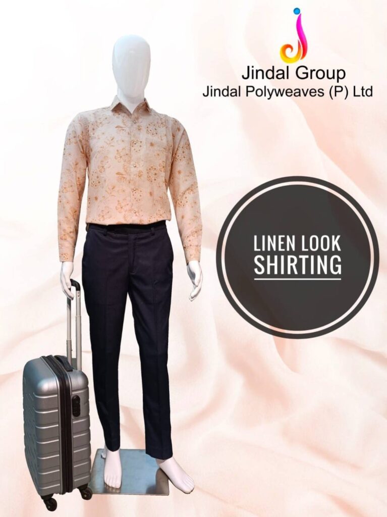 Linen-Look Shirting — Peach Print